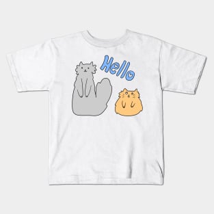 Hello Gray and Orange Cat Kids T-Shirt